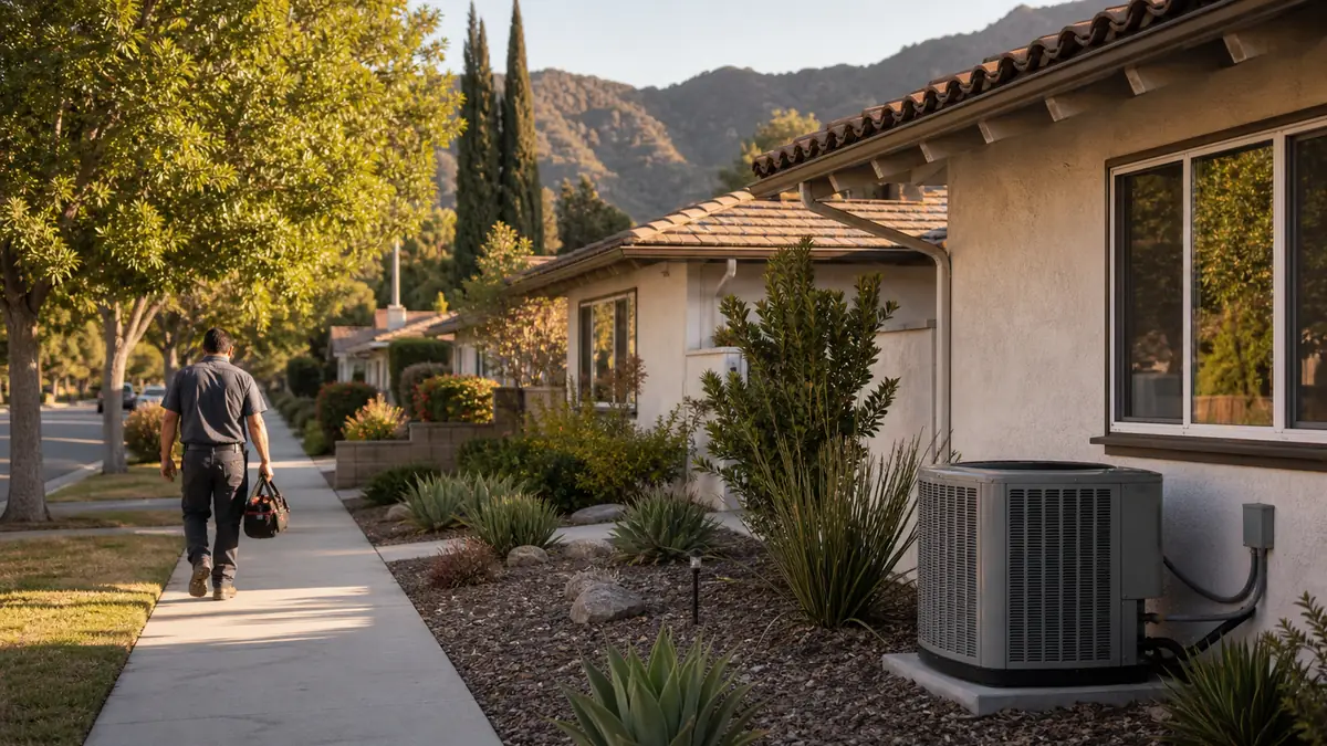 Trane HVAC service truck in the Newhall area of Santa Clarita, CA